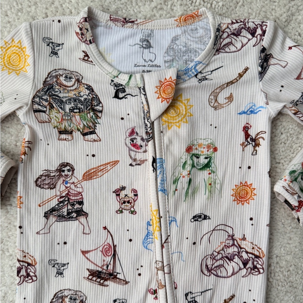 Lama Littles Disneys Moana Kids Convertible One Piece Footie Pajama - Picture 3 of 11